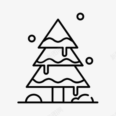 冬季树与雪圣诞节假期图标
