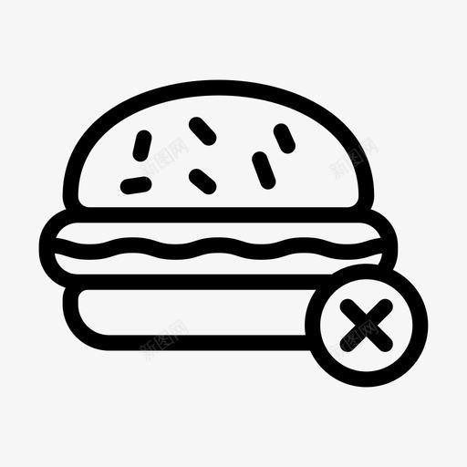 快餐汉堡取消svg_新图网 https://ixintu.com 快餐 汉堡 取消 禁止 限制 健身 健身房 线条 符号