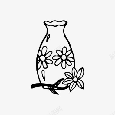 花瓶涂鸦花图标