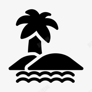 海滩棕榈树河流图标