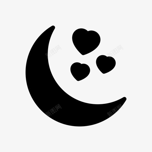 月亮最爱心svg_新图网 https://ixintu.com 情人节 月亮 最爱 爱心 夜晚 婚礼 线条 符号