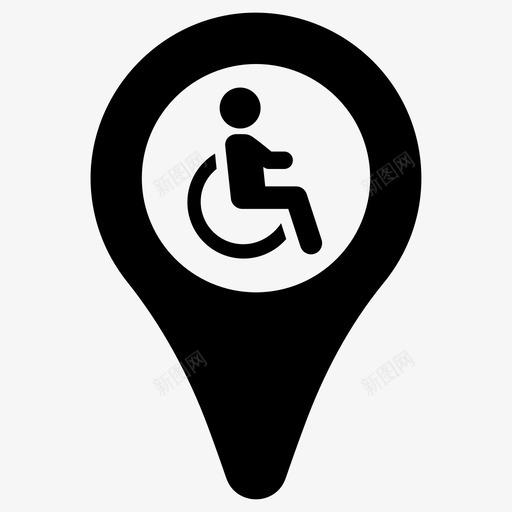 无障碍残疾人位置svg_新图网 https://ixintu.com 位置 无障碍 残疾人 地图 别针 康复中心 轮椅
