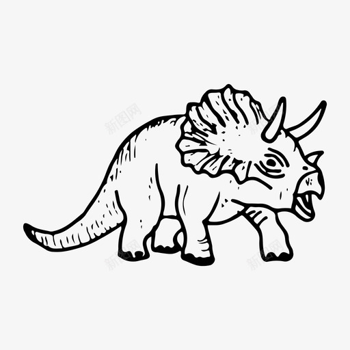 恐龙动物史前svg_新图网 https://ixintu.com 恐龙 动物 史前 三角 龙手绘 手绘