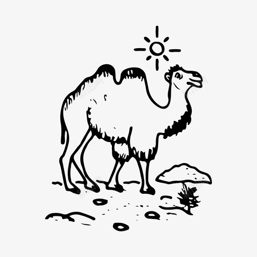 骆驼动物沙漠svg_新图网 https://ixintu.com 骆驼 动物 沙漠 自然 太阳 手绘
