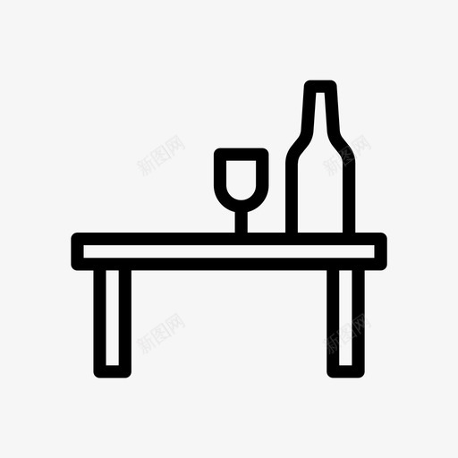 桌子瓶子玻璃svg_新图网 https://ixintu.com 桌子 瓶子 玻璃 葡萄酒 家具 线条