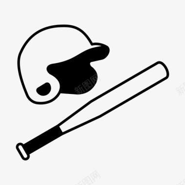 棒球棒球棒棒球头盔图标