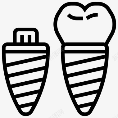 牙科植入物磨牙牙根图标