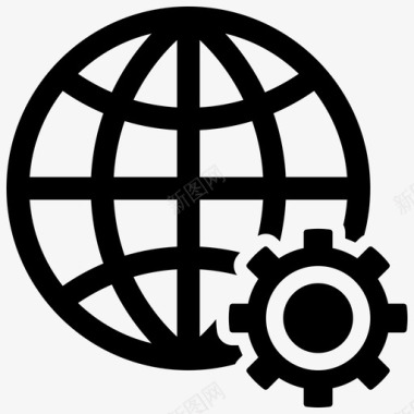 全球解决方案齿轮网络图标