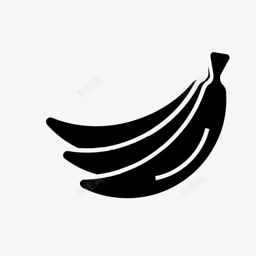 香蕉图标食品水果svg_新图网 https://ixintu.com 健康 图标 字形 水果 风格 食品 香蕉 黑白香蕉