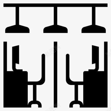 封闭式办公室办公桌工作场所图标