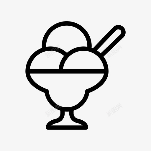 冰淇淋圣代碗美味svg_新图网 https://ixintu.com 冰淇淋 圣代 美味 匙甜 线条 符号