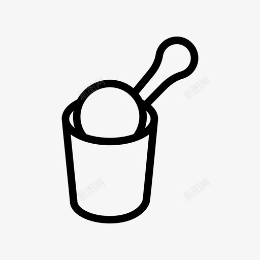 冰淇淋碗美味svg_新图网 https://ixintu.com 冰淇淋 美味 匙甜 线条 符号