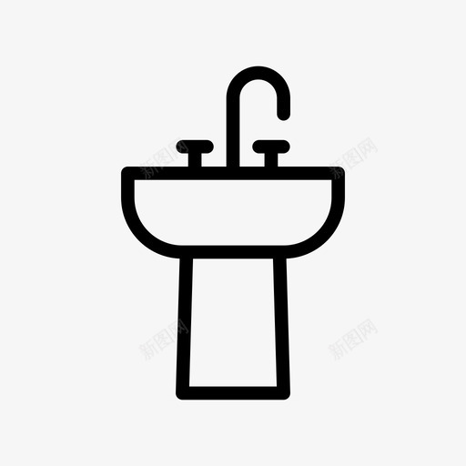 水槽陶瓷水龙头svg_新图网 https://ixintu.com 水管 水槽 陶瓷 水龙头 服务 浴室 线条 符号