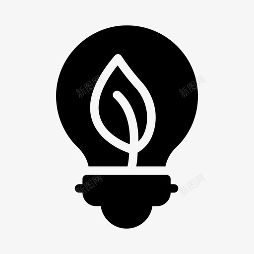 植物灯泡能源svg_新图网 https://ixintu.com 灯泡 植物 能源 绿色 电力工业 字形