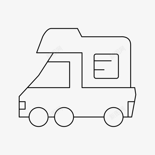 露营车大篷车房车svg_新图网 https://ixintu.com 露营 房车 大篷车 汽车 细线