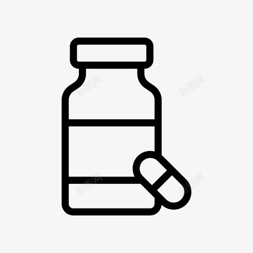 胶囊瓶子药品svg_新图网 https://ixintu.com 药品 胶囊 瓶子 保健品 药丸 线条 符号