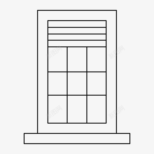 窗建筑装饰svg_新图网 https://ixintu.com 建筑装饰 家具 家居 细线