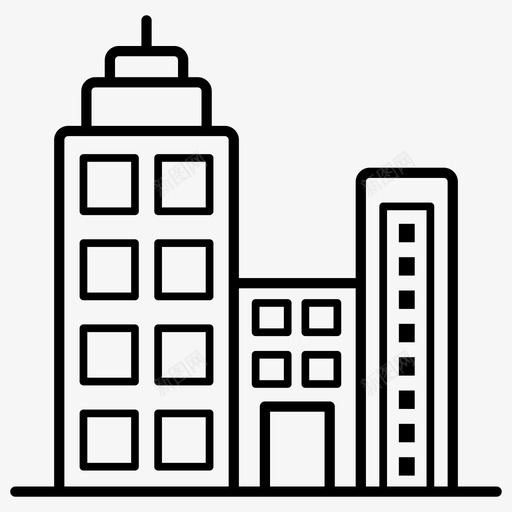 商业建筑建筑办公室svg_新图网 https://ixintu.com 商业建筑 建筑 办公室 天际 彩色 轮廓 图标 标的 集合