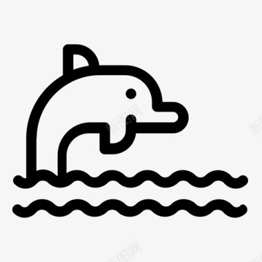 海豚动物海滩图标