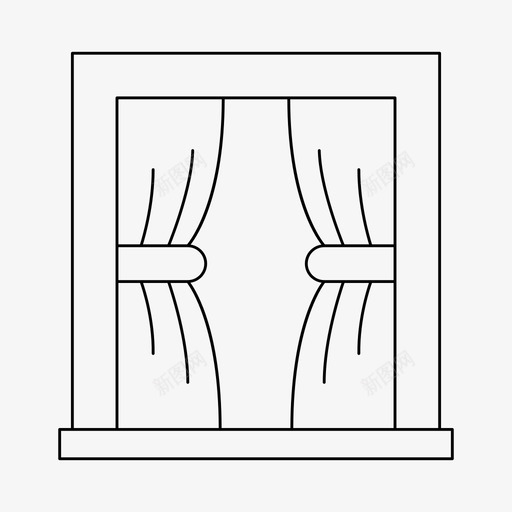 窗窗帘装饰svg_新图网 https://ixintu.com 窗帘 装饰 家具 家居 细线