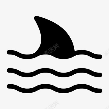 鲨鱼沙滩鱼翅图标