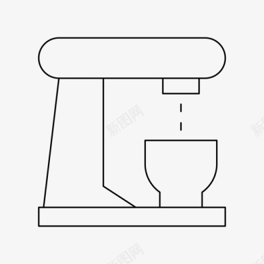 咖啡机饮料电子设备细线图标