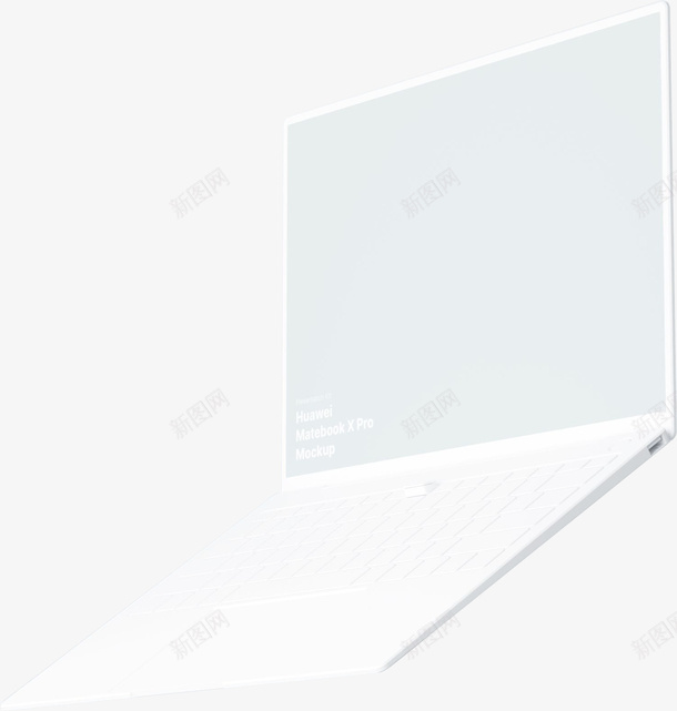 纯白3D悬浮笔记本电脑png免抠素材_新图网 https://ixintu.com 笔记本电脑 电脑 电子产品 笔记本