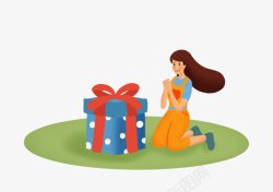 女子收到礼物收到礼物的女孩元素高清图片