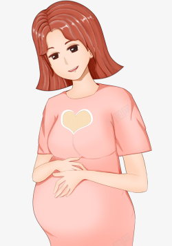手摸肚子孕妇插画母亲节素材高清图片