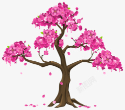 游戏风格飘落的桃花树素材