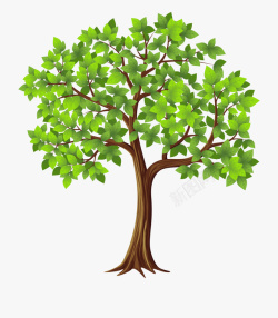 茂密的树叶一棵手绘绿树矢量PNG高清图片