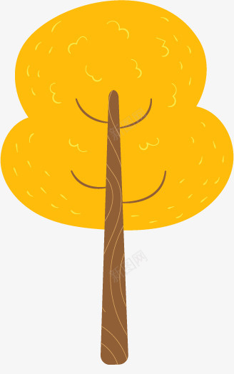 卡通插画黄色树png免抠素材_新图网 https://ixintu.com 植物元素 插画树 植树节 树