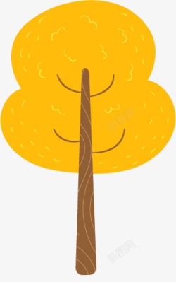 卡通插画黄色树素材