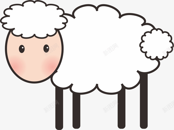 卡通简约小绵羊png免抠素材_新图网 https://ixintu.com 卡通 可爱 小白羊 手绘 简笔画 粉红色的小羊 线条羊 绵羊 羊