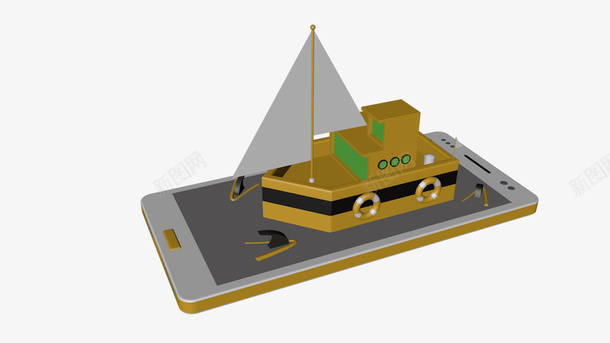 小船C4D帆船png免抠素材_新图网 https://ixintu.com 帆船 PNG帆船 C4D船 透明帆船