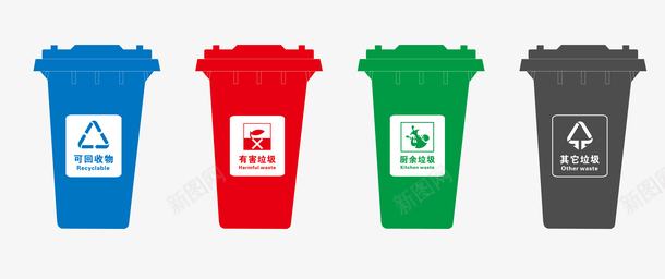 垃圾分类桶垃圾桶png免抠素材_新图网 https://ixintu.com 垃圾分类 垃圾桶 垃圾 可回收 有害 厨余 其他垃圾