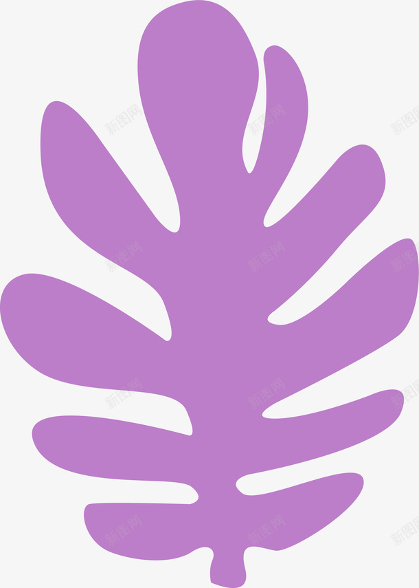 紫色扁平化叶子png免抠素材_新图网 https://ixintu.com 紫色 扁平化 绿植 植物 叶子