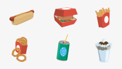 汉堡薯条菜单卡通快餐速食食品高清图片