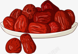 红枣红色的枣子大盘红枣手绘插画高清图片