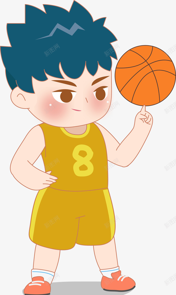 爱打篮球的小男孩png免抠素材_新图网 https://ixintu.com 篮球 男孩 手绘 卡通