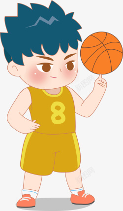 手绘玩篮球的男孩爱打篮球的小男孩高清图片