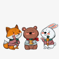 小白兔图案卡通动物图案小熊狐狸小白兔高清图片