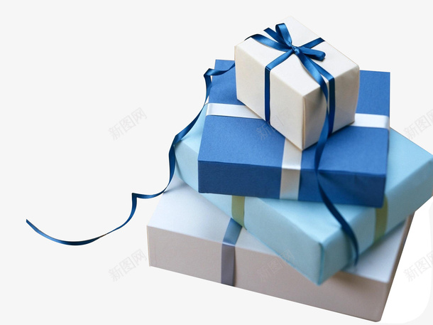 蓝色堆积礼物png免抠素材_新图网 https://ixintu.com 礼盒 礼物 丝带 蓝色礼盒