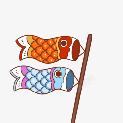 日式传统日式可爱鲤鱼旗高清图片