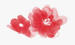 红色手绘半透明花朵素材