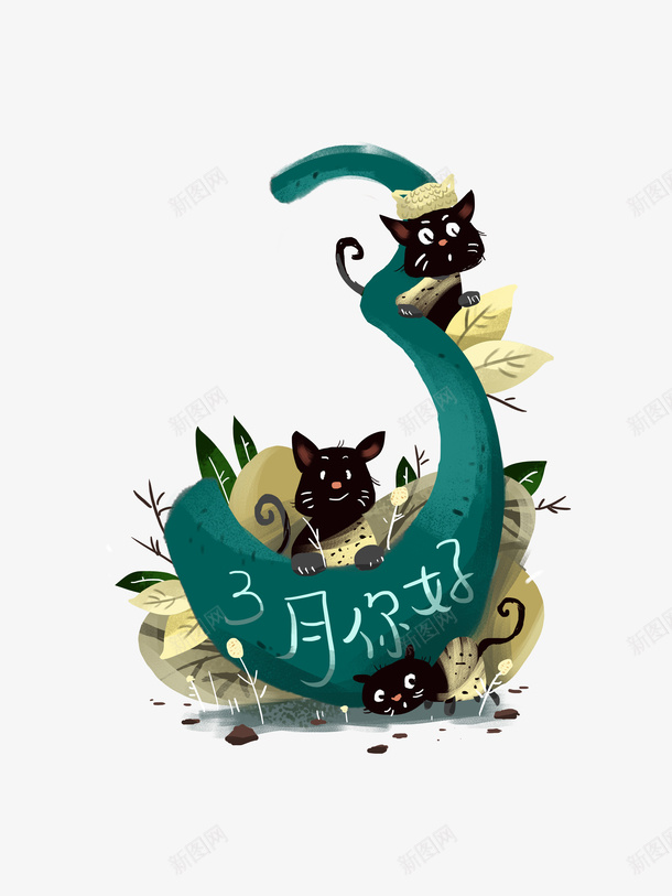 3月你好手绘猫咪创意元素图psd免抠素材_新图网 https://ixintu.com 3月你好 手绘 猫咪 创意 元素图 春天