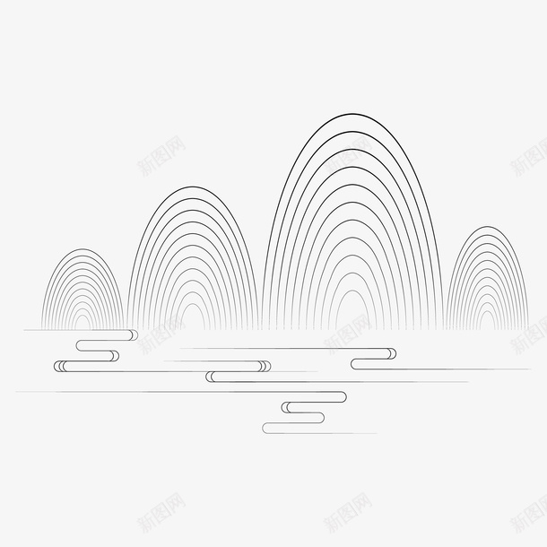 中国风线条装饰素材png免抠素材_新图网 https://ixintu.com 中国风 线条 装饰素材 山水