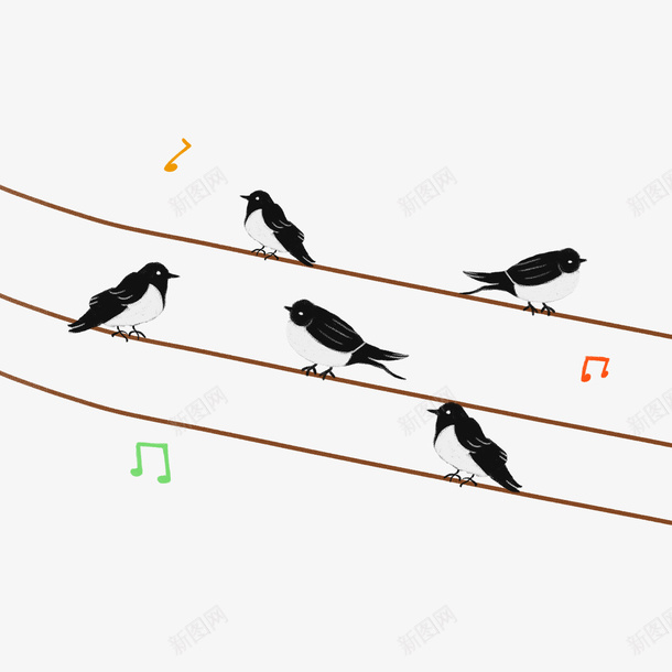 春天麻雀在唱歌png免抠素材_新图网 https://ixintu.com 春天 麻雀 电线 唱歌