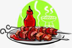新疆特色肉串烤串羊肉串烤肉高清图片