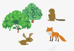 植物动物保护环境插画素材